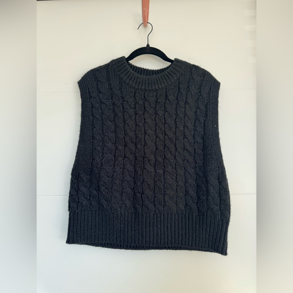 Women's Charcoal Cable Knit Sweater Vest
